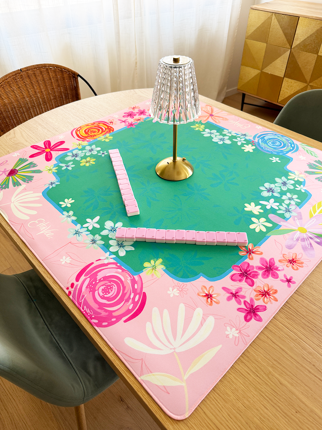 LIMITED EDITION - EttaVee "Happy Fleurs" Double-Sided Mahjong Mat PREORDER