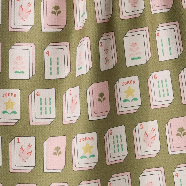 Geometry Flower Tiles Tea Towel - Mahjong