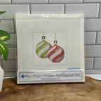 Red and Green Striped Ornaments Needlepoint Design