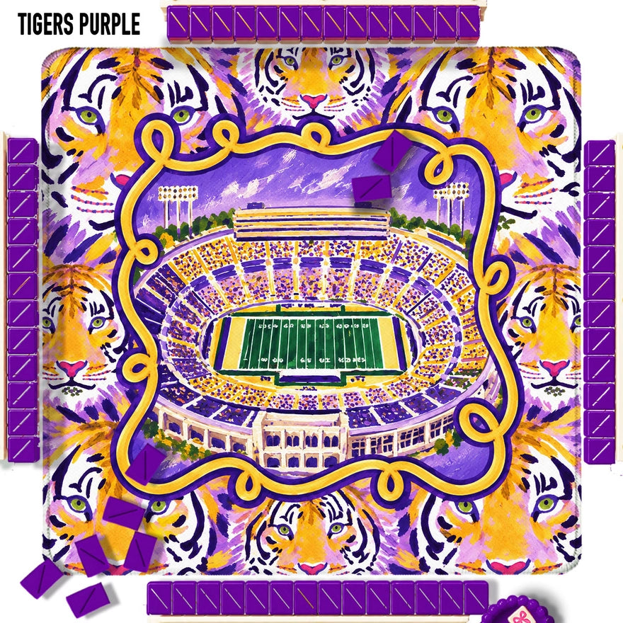 Football Tigers Purple 31.5" with mat bag, Mahjong Mats Premium 3mm Neoprene