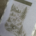 Green Toile Christmas Stocking 13 Mesh Needlepoint