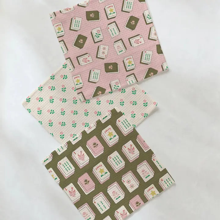 Geometry Flower Tiles Dishcloth Set - Mahjong