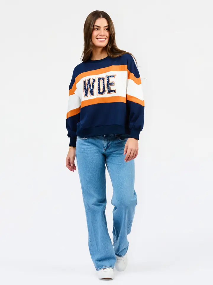 Mary Square Millie Sweatshirt | Auburn Stripe