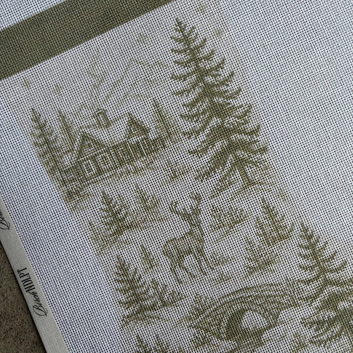 Green Toile Christmas Stocking 13 Mesh Needlepoint