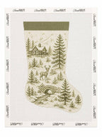 Green Toile Christmas Stocking 13 Mesh Needlepoint