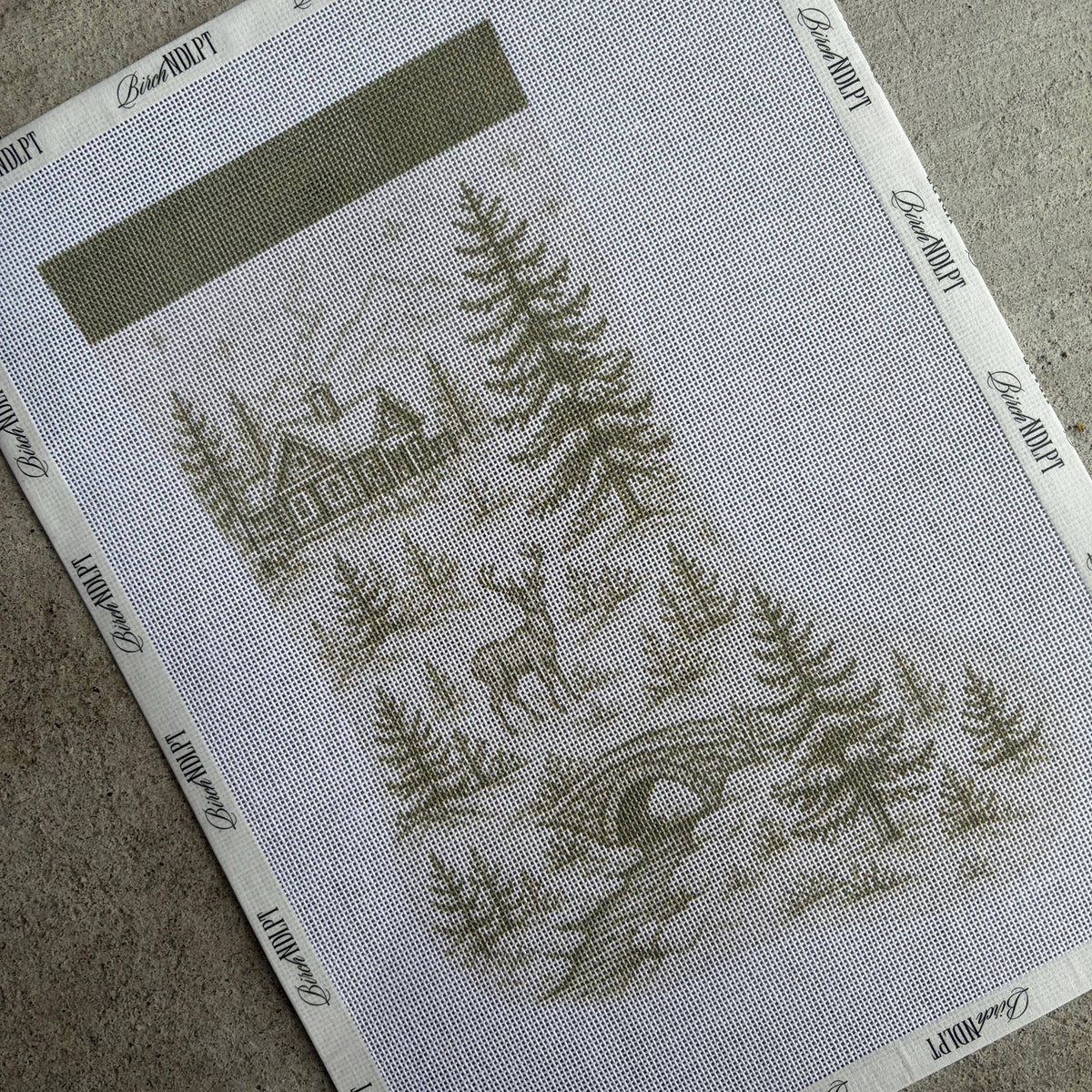 Green Toile Christmas Stocking 13 Mesh Needlepoint