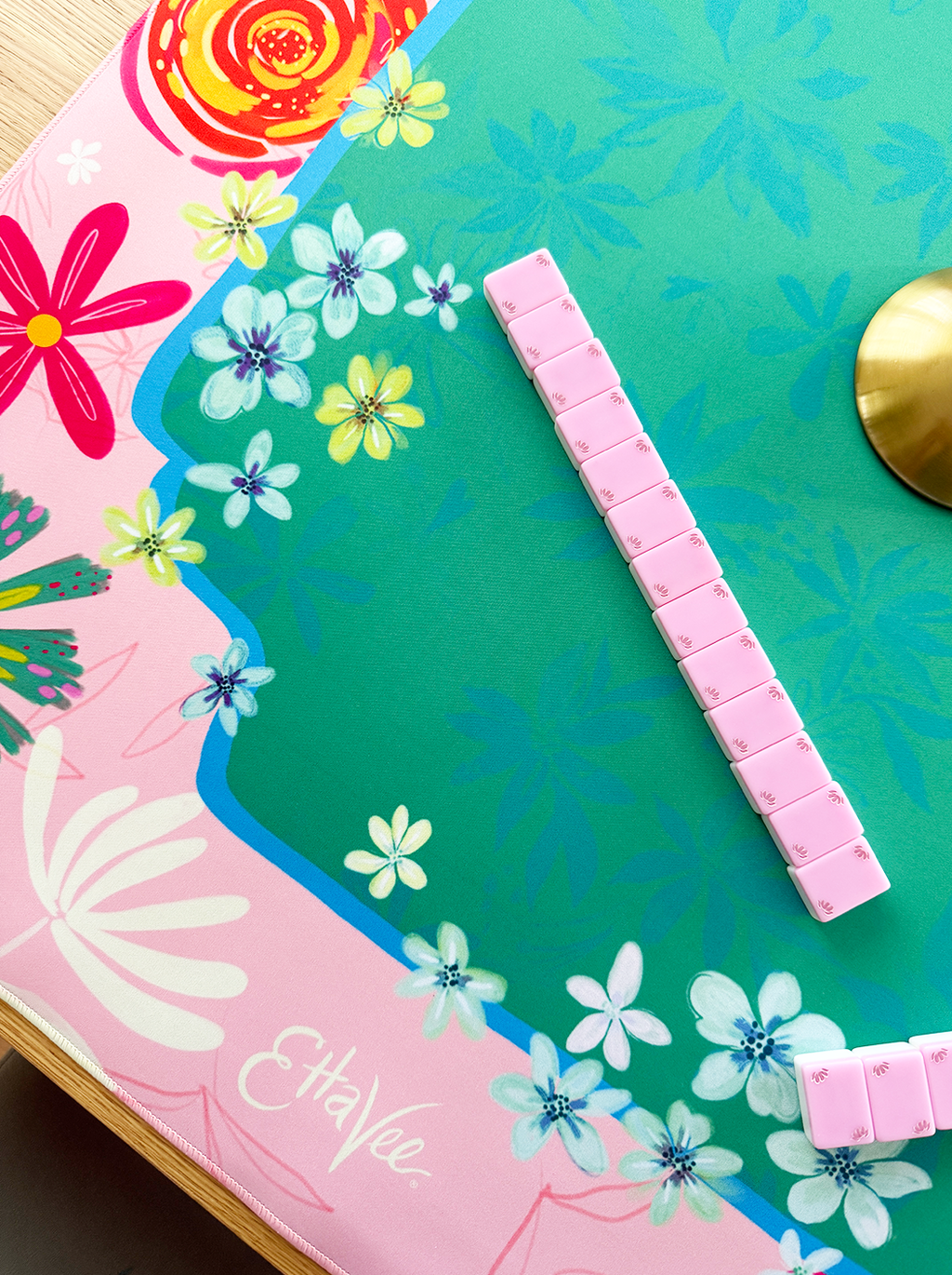 LIMITED EDITION - EttaVee "Happy Fleurs" Double-Sided Mahjong Mat PREORDER