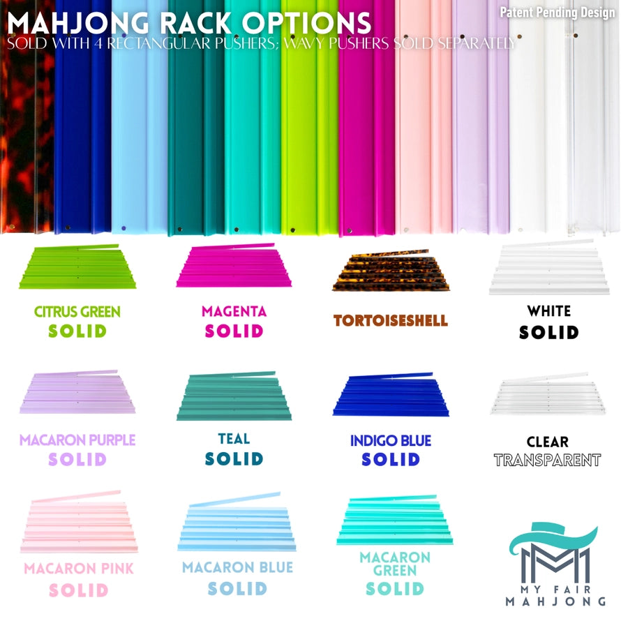 My Fair Mahjong - Premium Acrylic | 4 Racks + 4 Pushers - Solid Teal