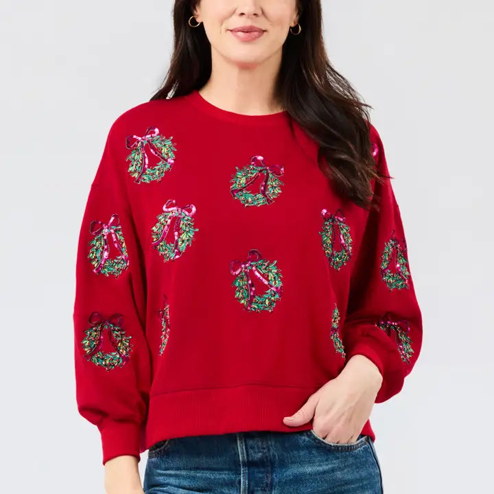 Mary Square Sweatshirt Millie Berry Wreaths
