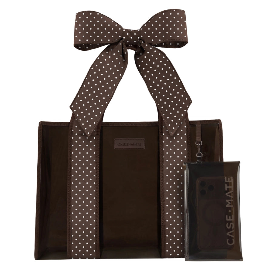 Case-Mate Espresso Polka Dot Bow Jelly Tote Bag (Classic)