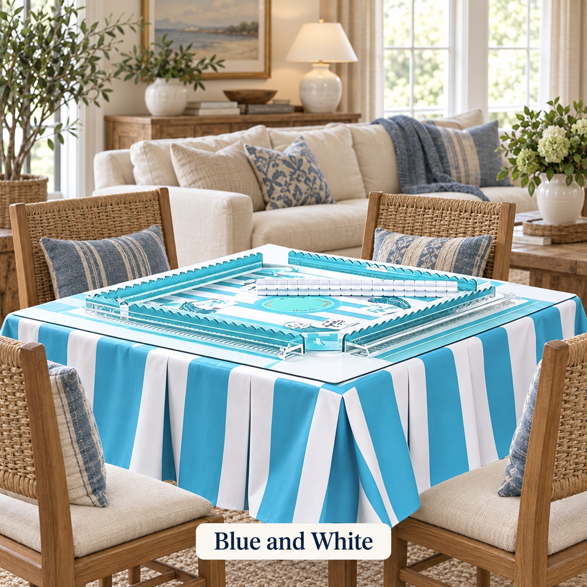 Box Pleated Mahjong Square 55" x 55" Table Skirts (Tablecloth)