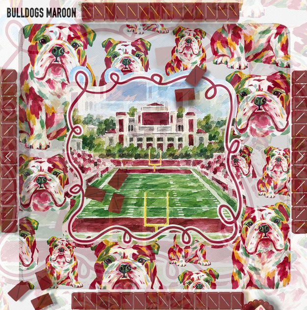 Bulldogs Maroon 31.5" Mahjong Mat with mat bag College Football Premium 3mm Neoprene