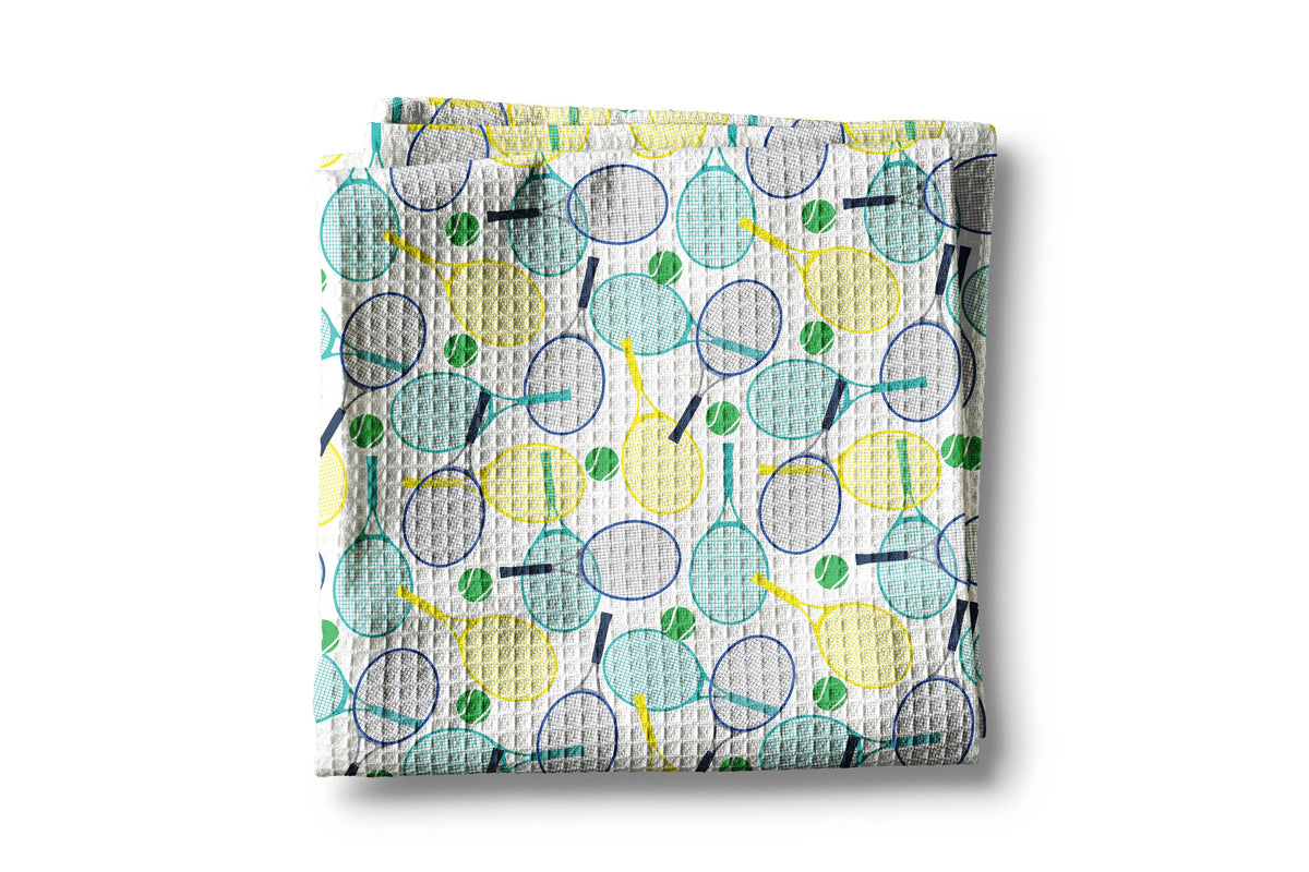 Tennis Racket Fitness Preppy Kitchen Towel Waffle Gift Team