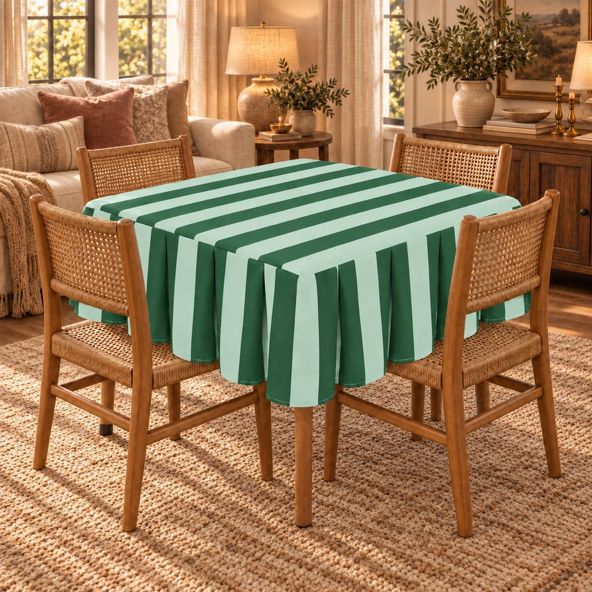 Box Pleated Mahjong Square 55" x 55" Table Skirts (Tablecloth) 7 Colors