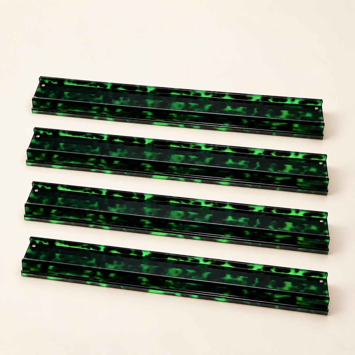20" Green Tortoiseshell Acrylic Racks - Set of 4 PreOrder for late Oct 2026