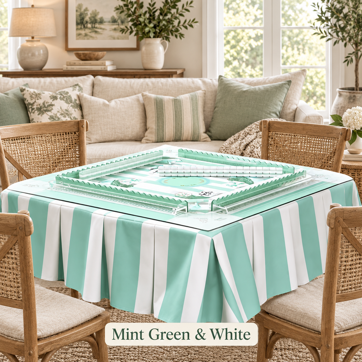 Box Pleated Mahjong Square 55" x 55" Table Skirts (Tablecloth)