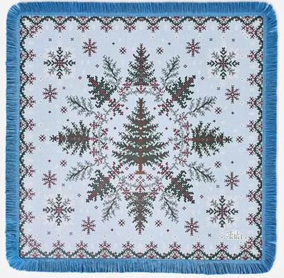 Tala - Sweater Weather - Holiday Mahjong Mat with Winter Blue Fringe