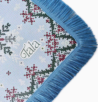 Tala - Sweater Weather - Holiday Mahjong Mat with Winter Blue Fringe
